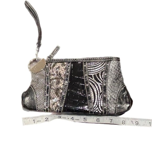 Chateau Black & Silver Wristlet Coin Purse Patchwork Design - Picture 5 of 6